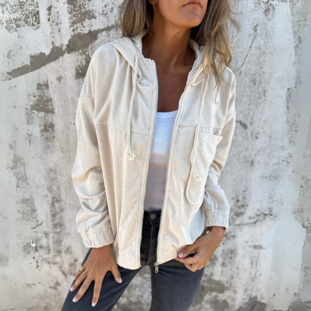 Ella | Veste à capuche zippée en velours côtelé