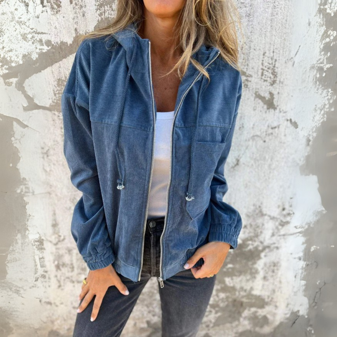 Ella | Veste à capuche zippée en velours côtelé