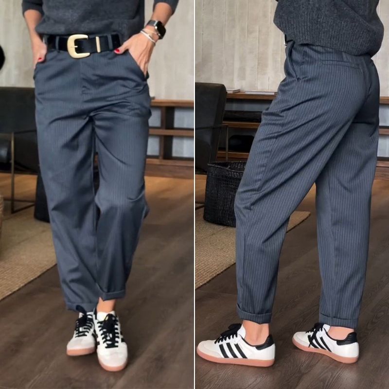 Bella | Pantalon galbant rayé