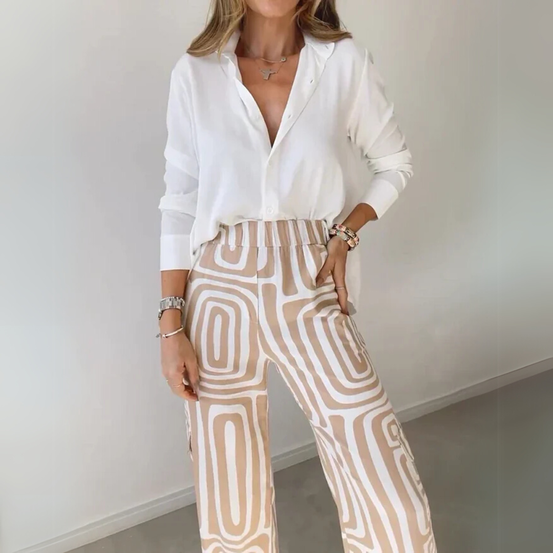 Kammay | Ensemble chic avec pantalon, blouse et ceinture